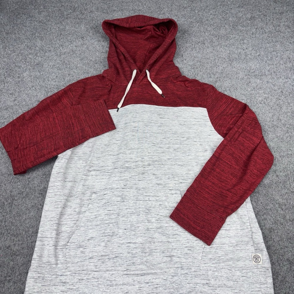 American Eagle Flex Hoodie Mens 2XL Red Gray Y2K Pullover Kangaroo Pocket Logo